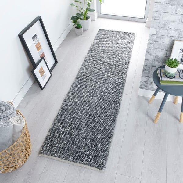 Tappeto in lana grigio scuro 60x230 cm Minerals - Flair Rugs-image-1