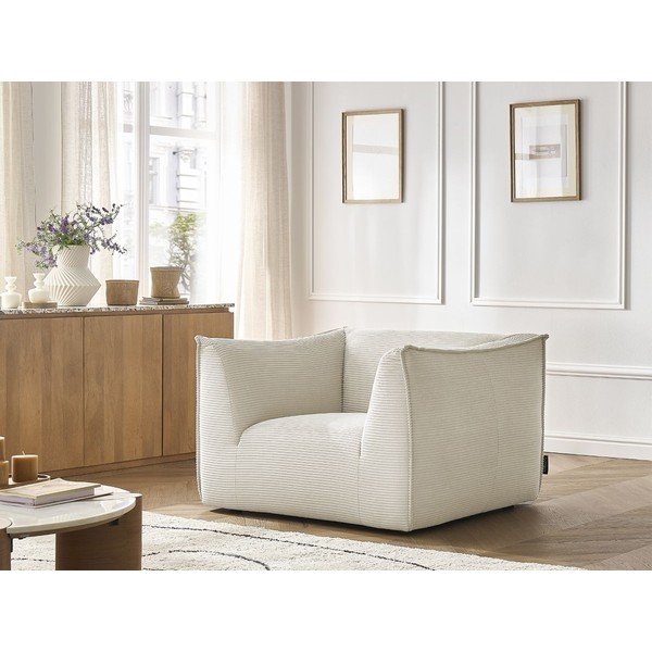 Poltrona beige con rivestimento in velluto a coste Giorgia – Bobochic Paris-image-1