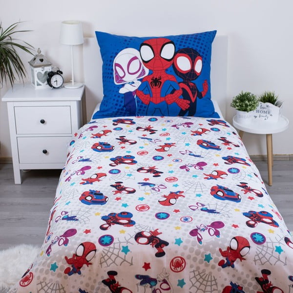 Set copripiumino e federa da bambini blu in cotone per letto singolo 140x200 cm Spidey – Jerry Fabrics-image-2