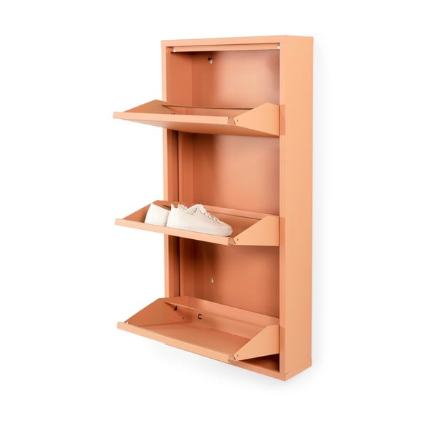 Scarpiera color salmone in metallo con ante ribaltabili 50x103x15 cm Billy – Spinder Design-image-2