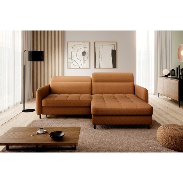 Divano angolare giallo allungabile/con contenitore (con penisola a destra/con chaise lounge) e rivestimento in velluto Gomsi – ELTAP-image-3