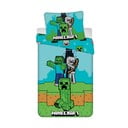 Set copripiumino e federa da bambini verde/blu in cotone per letto singolo 140x200 cm Minecraft "Mobs Here" – Jerry Fabrics