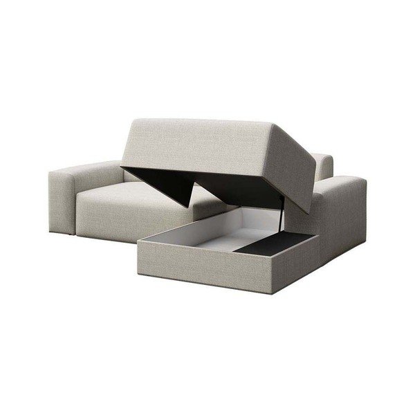 Divano angolare beige allungabile e con contenitore (con penisola a destra e chaise lounge) Villet – Rodier-image-3