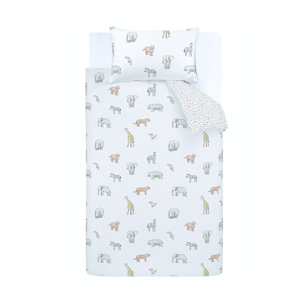 Biancheria da letto in cotone per bambini 200x135 cm Zoo Animals - Bianca