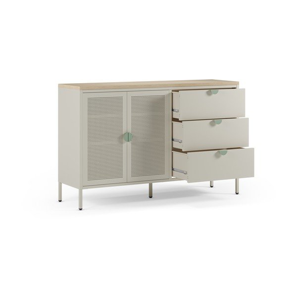 Credenza color crema/di colore naturale in metallo 140x90x40 cm Sayla – Marckeric-image-2