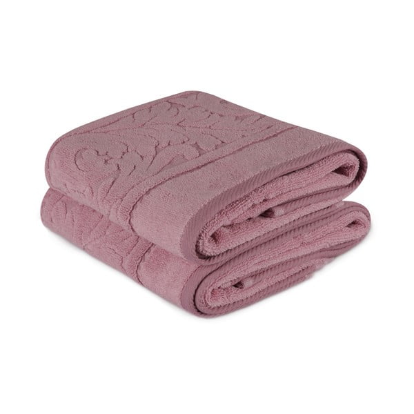 Set di 2 asciugamani in cotone rosa 90x50 cm Sultan - Mijolnir