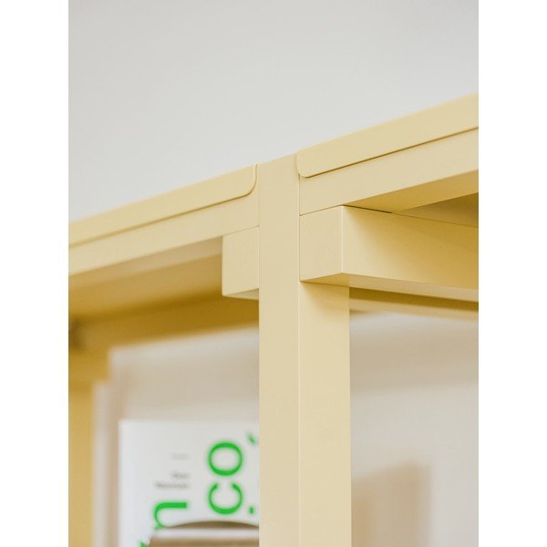Scaffale giallo chiaro in faggio massiccio 94x180x37 cm Noru – noo.ma-image-3