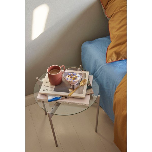 Tavolino rotondo con piano in vetro ø 45 cm Beam - Hübsch-image-4