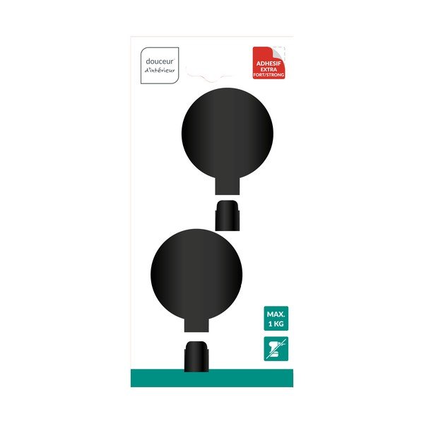 Set di ganci senza foratura color nero opaco in metallo 2 pz Fixeo – douceur d'intérieur-image-2