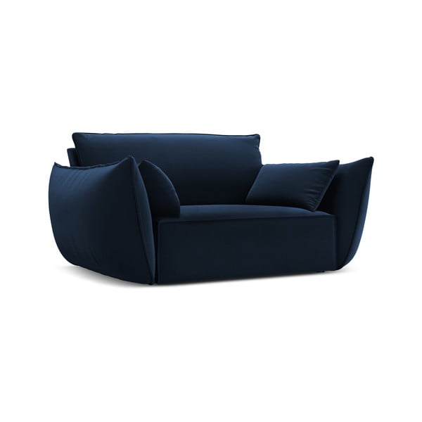 Poltrona blu scuro con rivestimento in velluto Vanda – Mazzini Sofas