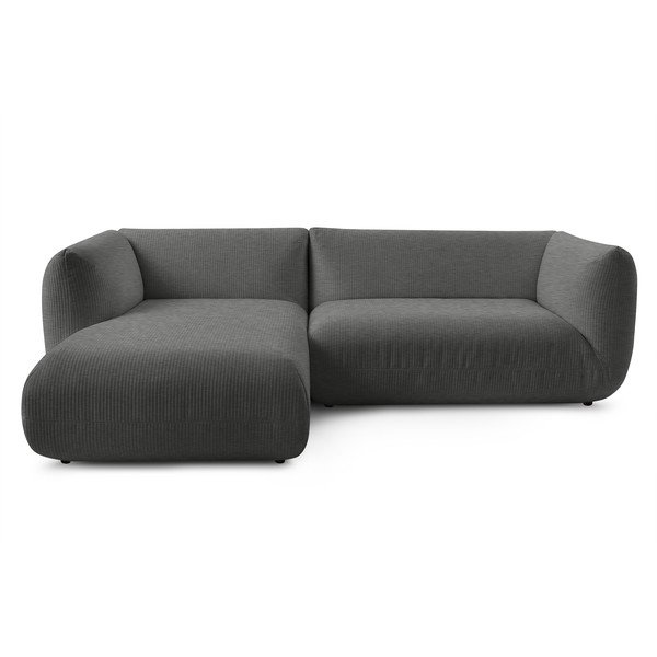 Divano angolare in velluto a coste grigio (angolo sinistro) Lecomte - Bobochic Paris