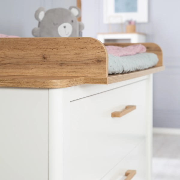 Cassettiera bassa bianca in rovere con fasciatoio 119x100 cm Ava - Roba-image-3