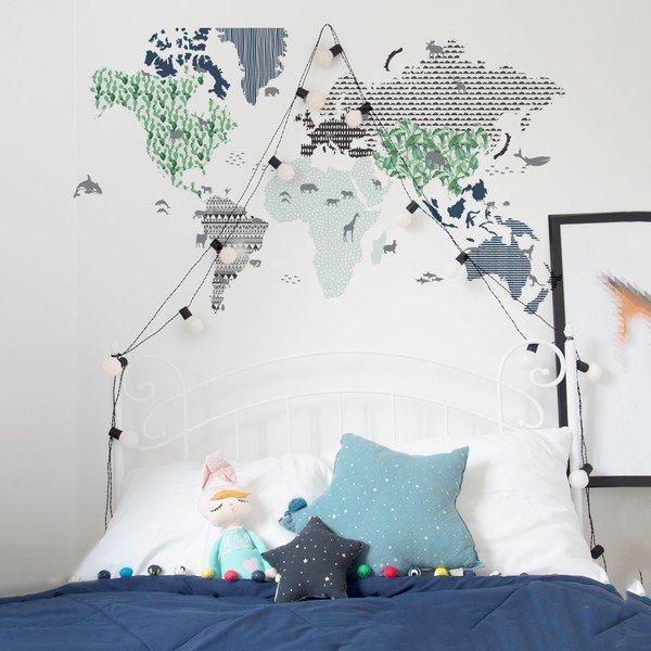 Adesivo murale Mappa blu navy, 120 x 70 cm - Dekornik-image-1