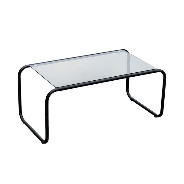 Tavolino da salotto nero con piano in vetro 40x80 cm Ventana – Leitmotiv