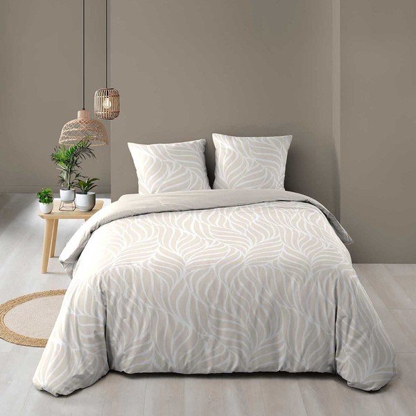 Set copripiumino e federa beige in cotone per letto matrimoniale/per letto esteso 3 pezzi 240x220 cm Morgane – douceur d'intérieur