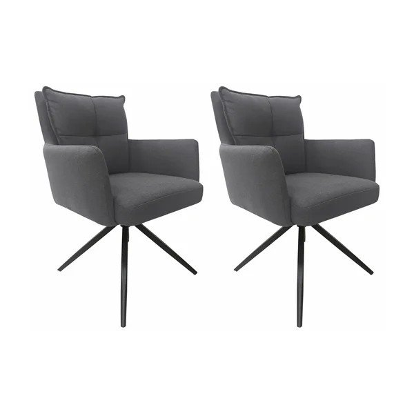 Sedie da pranzo in set color antracite in tessuto con braccioli 2 pz Jonas – Støraa