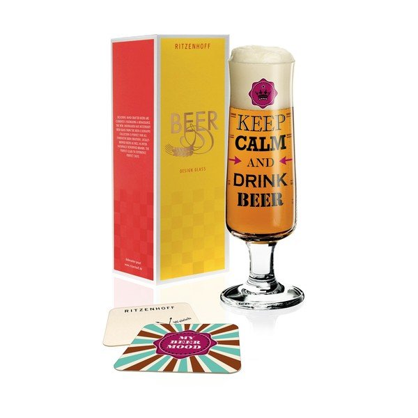 Set pivní sklenice z křišťálového skla a 5 podtácků Ritzenhoff Gabriel Weirich, 390 ml-image-1