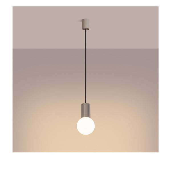 Lampadario grigio tortora con paralume in vetro ø 12 cm Orbital – Sollux-image-3