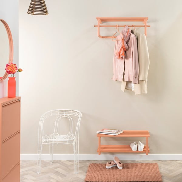 Attaccapanni da parete color salmone in metallo con scaffale 76 cm Marco – Spinder Design-image-1