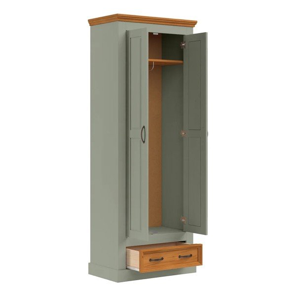 Armadio verde/colore naturale chiaro in pino massiccio 70x185x40 cm Selma – Støraa-image-3