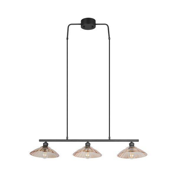 Lampadario nero/color ambra in metallo con paralume in vetro Eluna – Reality