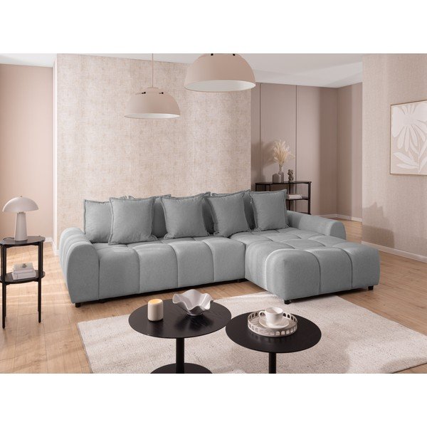 Divano angolare grigio (con penisola a destra/con chaise lounge) Albane  – Ropez-image-1