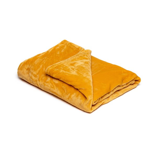 Coperta in micropile giallo miele , 150 x 200 cm - My House
