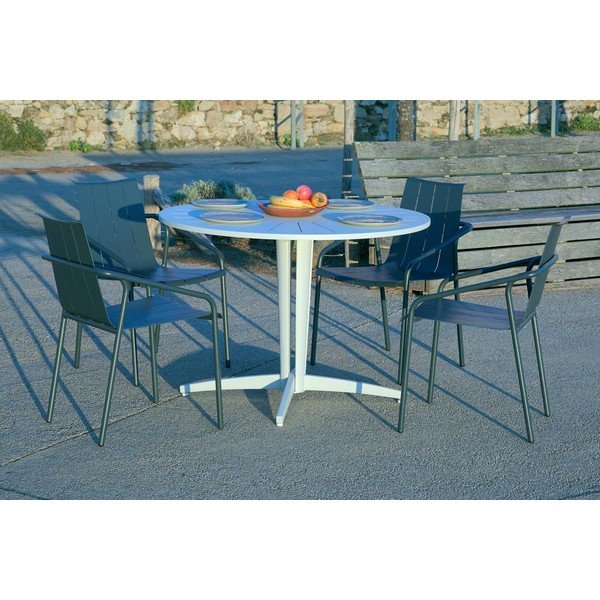 Tavolo da pranzo rotondo da giardino in alluminio ø 110 cm Fleole - Ezeis-image-4
