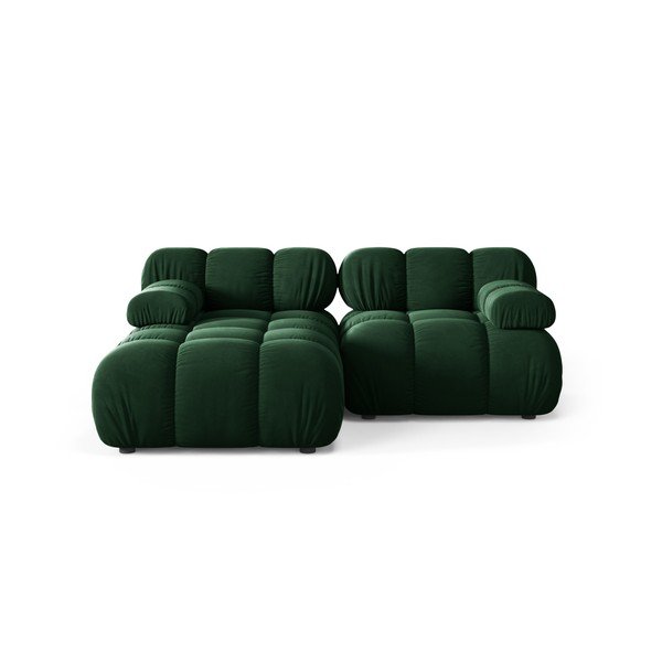 Divano angolare componibile verde scuro (con penisola a sinistra/con chaise lounge) con rivestimento in velluto – Micadoni 