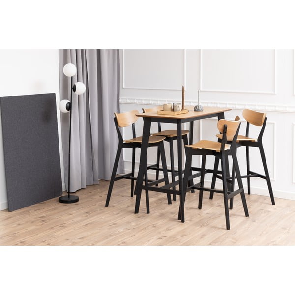 Sgabelli da bar in legno di gomma nero-naturale in set di 2 105 cm Roxby - Actona-image-3