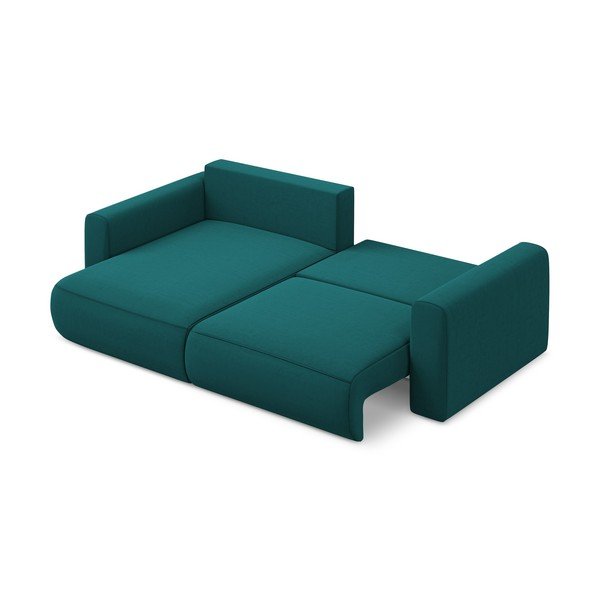 Divano angolare turchese allungabile/con contenitore (con penisola a sinistra/con chaise lounge) con rivestimento in velluto Kapua – Makamii-image-3