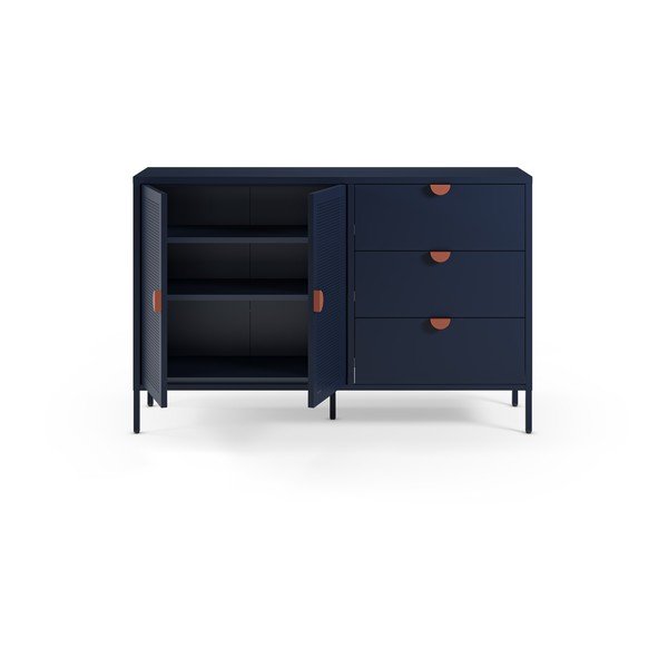 Credenza blu scuro in metallo 140x90x40 cm Sayla – Marckeric-image-2