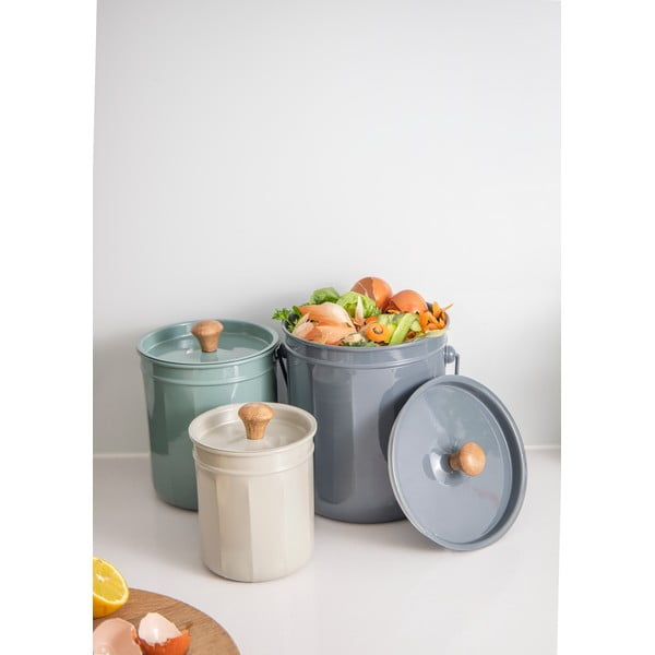 Contenitori in acciaio per rifiuti compostabili in set da 3 - Kitchen Craft-image-1