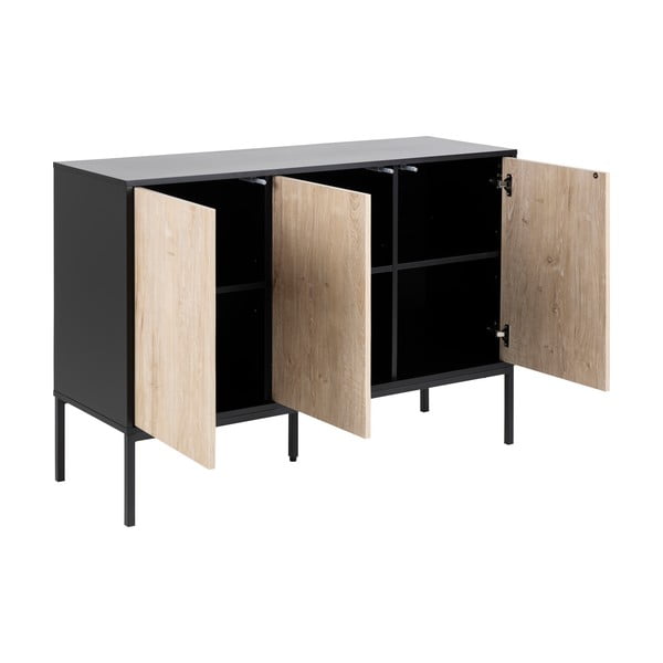 Cassettiera bassa nera in rovere 120x82 cm Seaford - Actona-image-3