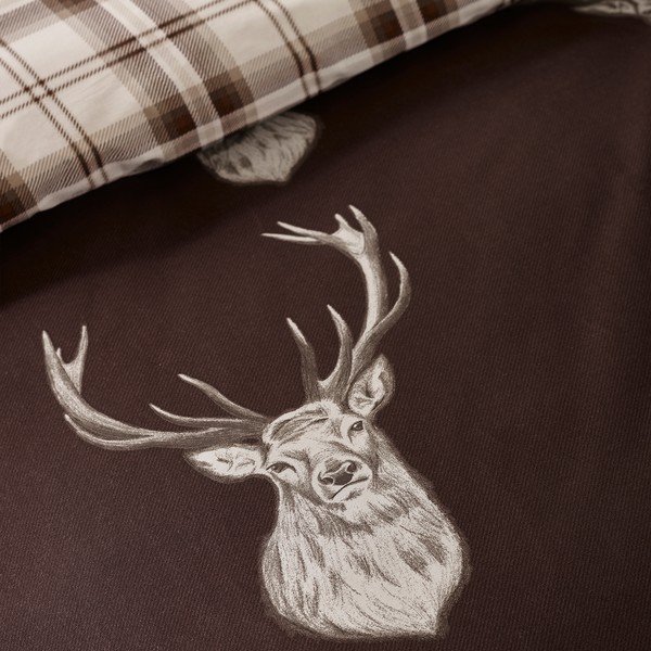 Set copripiumino e federa marrone scuro per letto singolo 135x200 cm Stag – Catherine Lansfield-image-4
