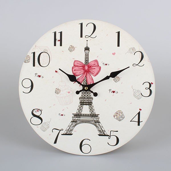 Nástěnné dřevěné hodiny Dakls Paris, ⌀ 34 cm