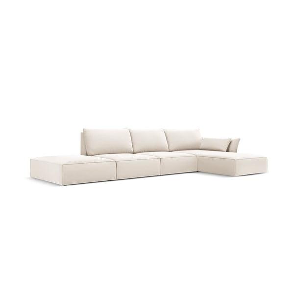 Divano angolare beige (con penisola a destra/con chaise lounge) con rivestimento in velluto Vanda – Mazzini Sofas-image-2