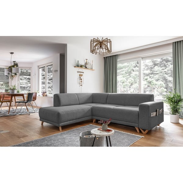 Divano angolare grigio allungabile e con contenitore (penisola a sinistra/a L) Classy Sophie – Miuform-image-3