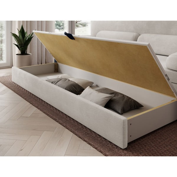 Divano beige allungabile/con contenitore e rivestimento in velluto a coste 236 cm Elioss – ELTAP-image-4