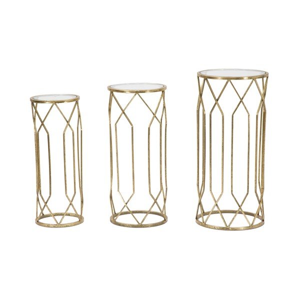 Set di 3 tavoli contenitori rotondi con piano in vetro ø 32 cm Tunisi - Mauro Ferretti-image-1