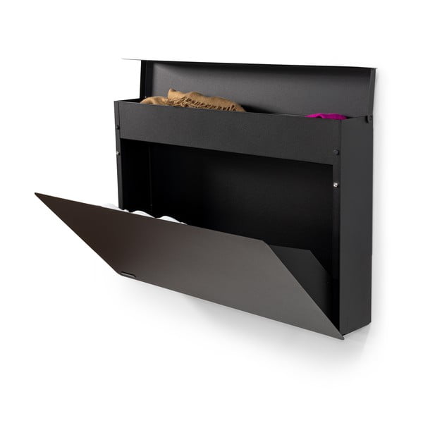 Scarpiera nera in metallo con ante ribaltabili/da parete 78x48x13 cm Luigi – Spinder Design-image-4