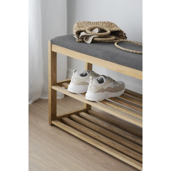 Scarpiera in legno di quercia colore naturale con panca Confetti - Rowico-image-1