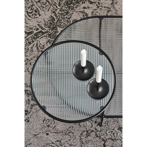 Tavolino nero con piano in vetro Nix - Teulat-image-1