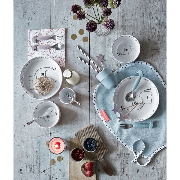 Posate per bambini in plastica rosa 3 pezzi Happy Dots - Done by Deer-image-1