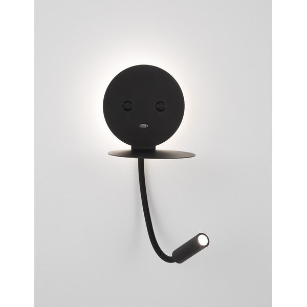 Lampada da parete LED nera in alluminio con struttura flessibile/con porta USB Eclip – Nova Luce-image-4