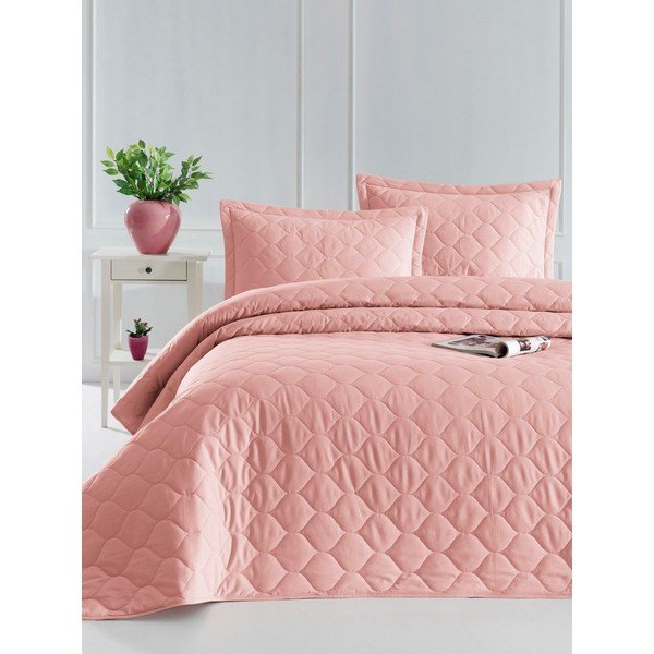 Copriletto rosa con federa in cotone ranzato EnLora Home Fresh, 180 x 225 cm Fresh Color - Mijolnir