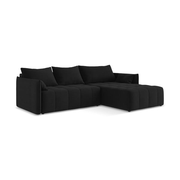 Divano angolare nero allungabile/con contenitore (con penisola a destra/con chaise lounge) Moku – Makamii-image-1