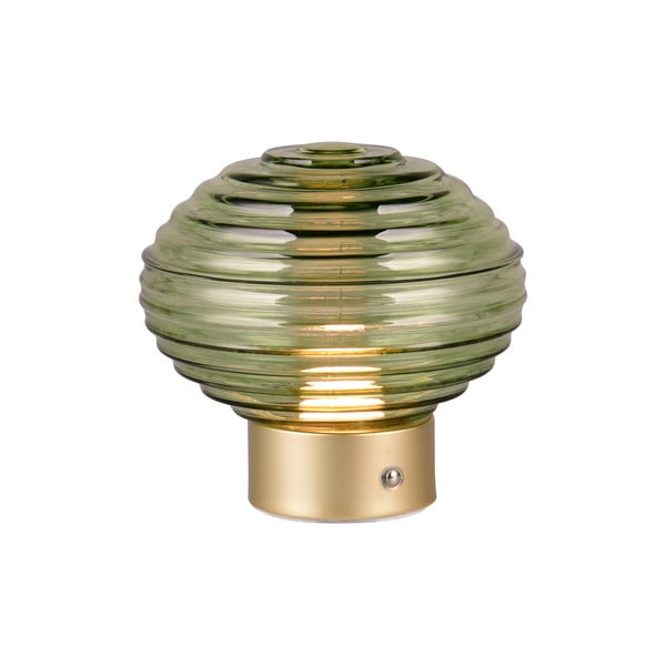 Lampada da tavolo LED dimmerabile in verde e oro con paralume in vetro (altezza 14,5 cm) Earl - Reality-image-2