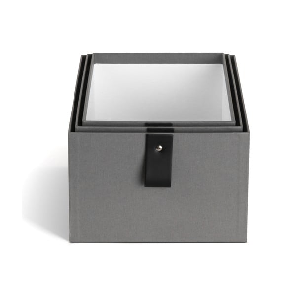 Scatole in set grigie in cartone 3 pz 20,5x29,5x14,5 cm Aston Paper Laminate – Bigso-image-3