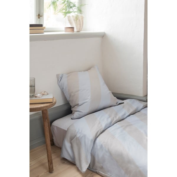 Biancheria da letto singola in cotone satin grigio chiaro-beige 140x200 cm Diagonal - Mette Ditmer Denmark-image-1